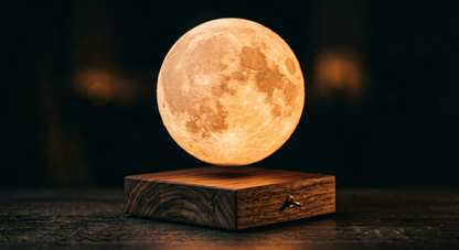 The Levitating Moon — Walnut Base